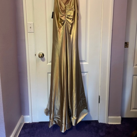{Ladivine} Cinderella Divine Gold Fitted Satin Dress -S- NWT - Picture 6 of 13